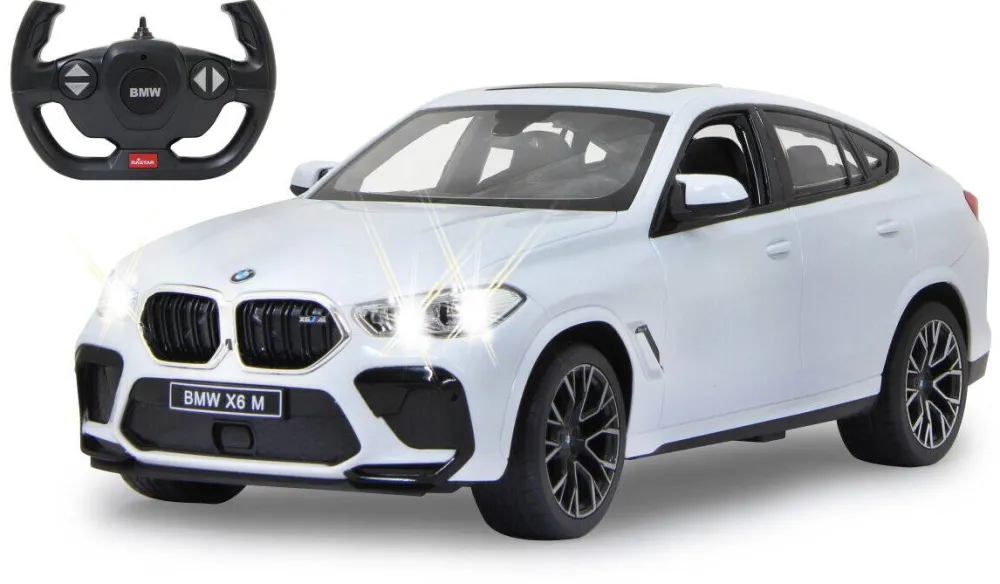 Masina Jamara Masina RC cu telecomanda BMW X6 M alb, Lungime 35 cm, Scara 1:14, 2.4Ghz, Lumini LED fata/spate, 6+