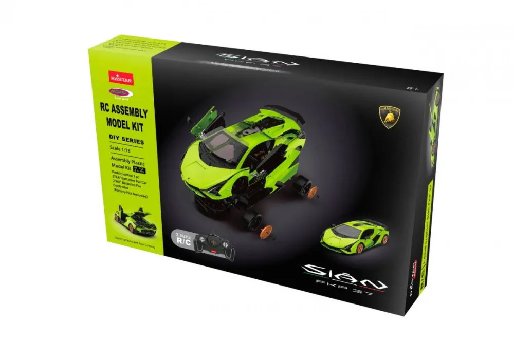 Masina Jamara Kit de construit masina RC cu telecomanda Lamborghini Sián FKP 37, 2.4 Ghz, Lungime 27.9cm, Scara 1:18, 72 piese, 8+