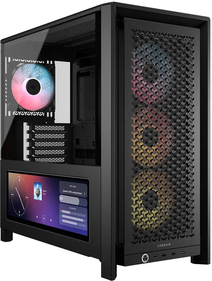 Carcasa PC Corsair FRAME 4000D LCD RS Performance Mid-Tower, XENEON EDGE 14.5" LCD Touchscreen, Negru