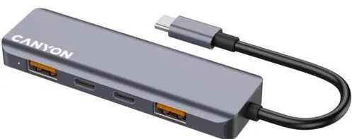 Hub USB CANYON Hub USB, CANYON DS-18, 5 in 1, USB-C, gri