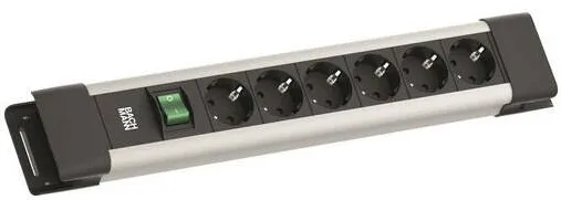 BACHMANN Prelungitor cu intrerupator Bachmann CONNECTUS BM005905, 6 x schuko CEE7/3, 2 m lungime cablu CEE7/7, IP20, Gri