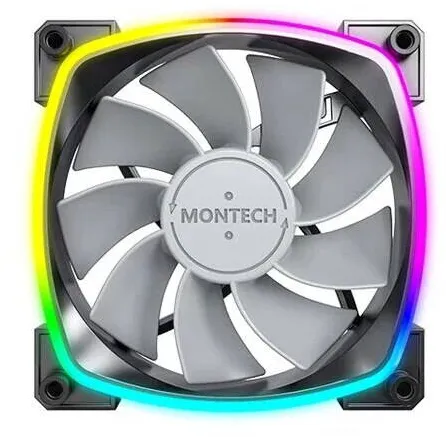Montech Ventilator PC Montech RX120, PWM, Negru/Gri, ARGB, flux inversat, 120 mm