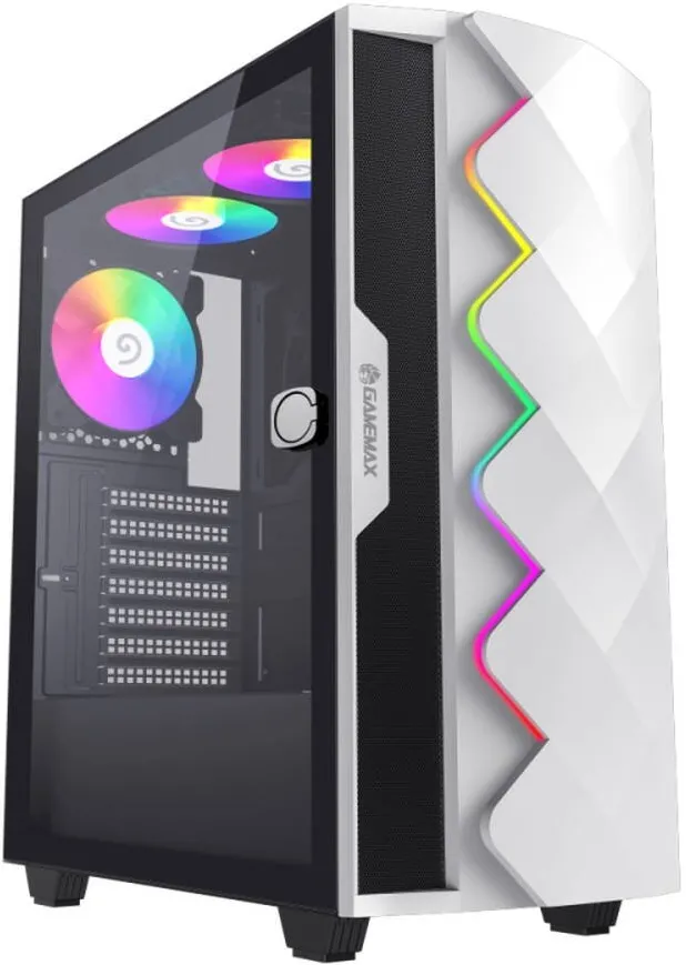 Carcasa PC Gamemax Diamond CP, alb, mid tower, iluminare ARGB, sticla securizata