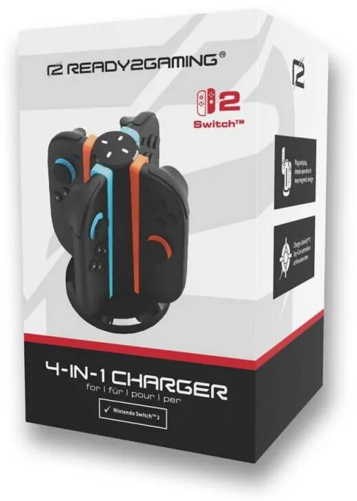 Accesoriu gaming ready2gaming Incarcator controllere ready2gaming pentru Nintendo Switch 2, 4 in 1 Negru