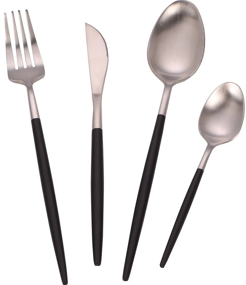 MYRIA Set tacamuri MYRIA MC4090, 24 piese, INOX, argintiu-negru