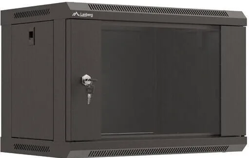 Rack LANBERG Cabinet metalic rack 19" 6U 540x350mm, cu usi din sticla, negru, set Flat Pack