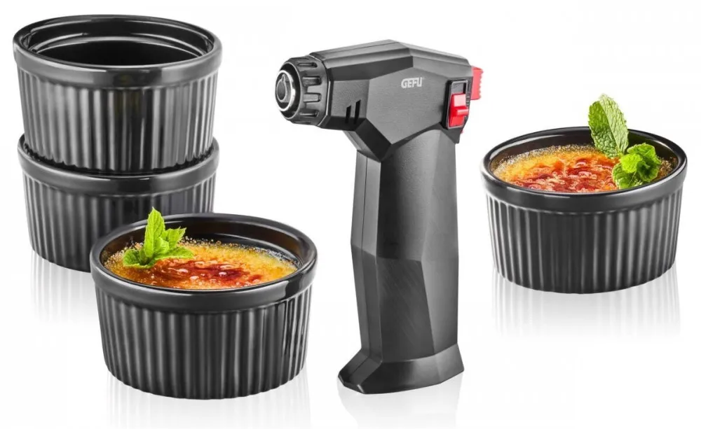 Gefu Set preparare Creme Brulee, Gefu, 5 Piese, Negru