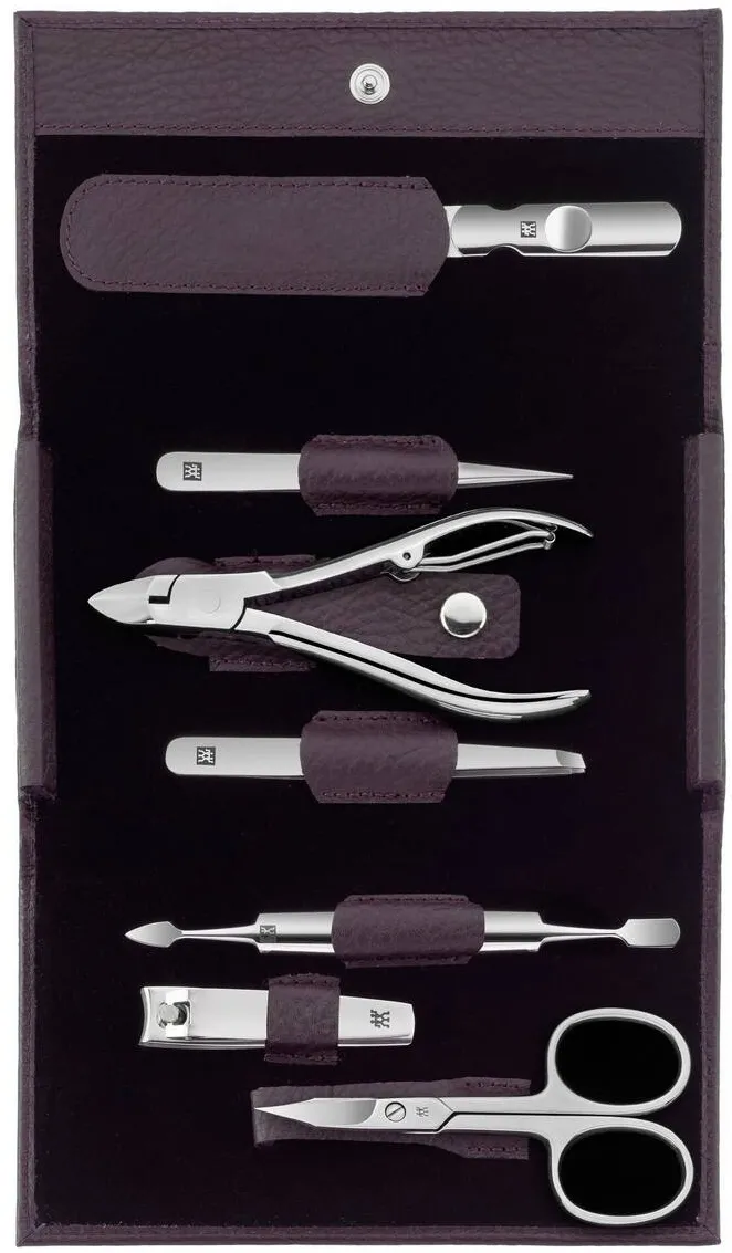 ZWILLING Set 7 piese manichiura, inox, suport piele, Mov - Classic Inox