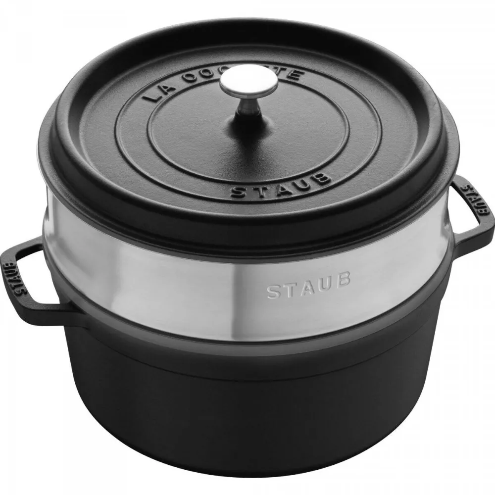 Staub Oala rotunda, Staub, Fonta, 3.8 L, Negru