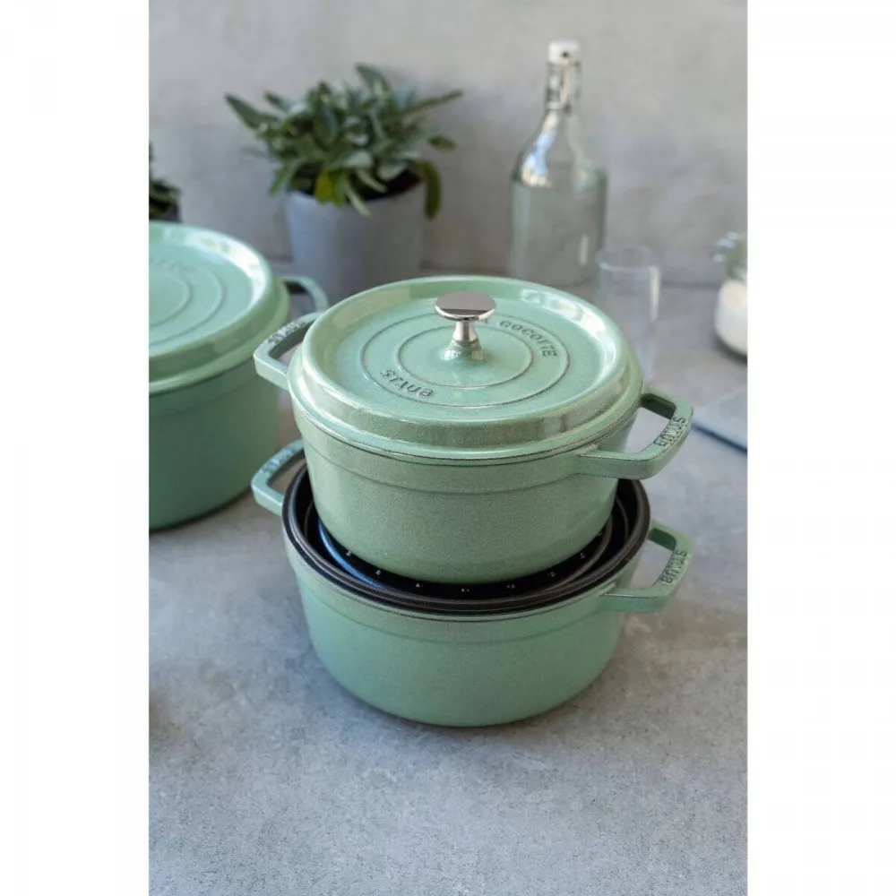 Staub Oala zana Staub, rotunda, 3.8l, non-stick, 24cm, culoare mint
