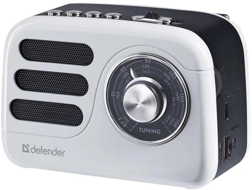 Boxe Defender Radio portabil Bluetooth 5W, negru si alb, cu suport microSD si USB, Defender