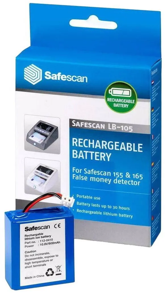 SAFESCAN Baterie reincarcabila pentru masina de verificat bancnote, Safescan, Lithium-Ion, 600 mAh, 10.8 V, 30 h, 37 x 38 x 16 mm