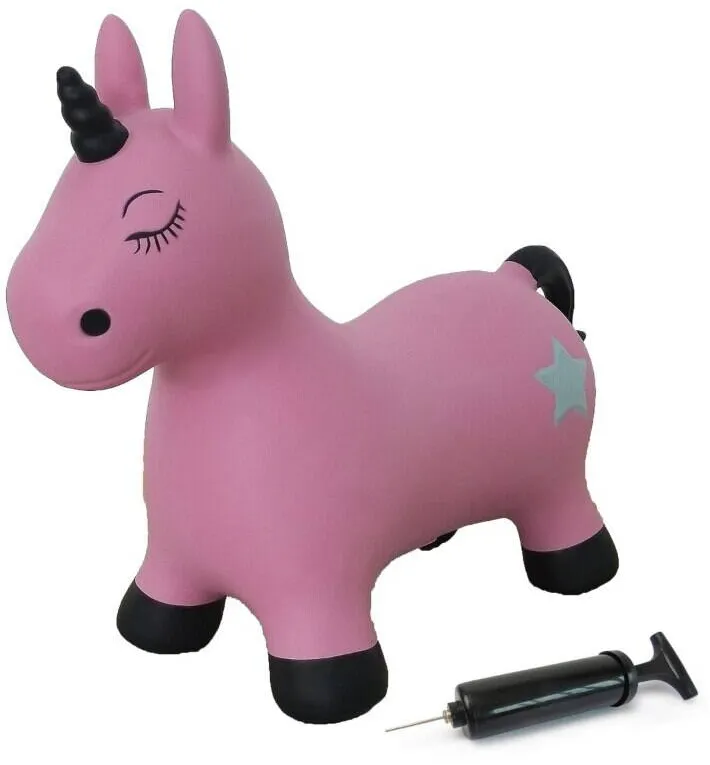 Jucarie creativa Jamara Unicorn gonflabil, Jamara, Sarituri, Pompa inclusa, Roz/Negru