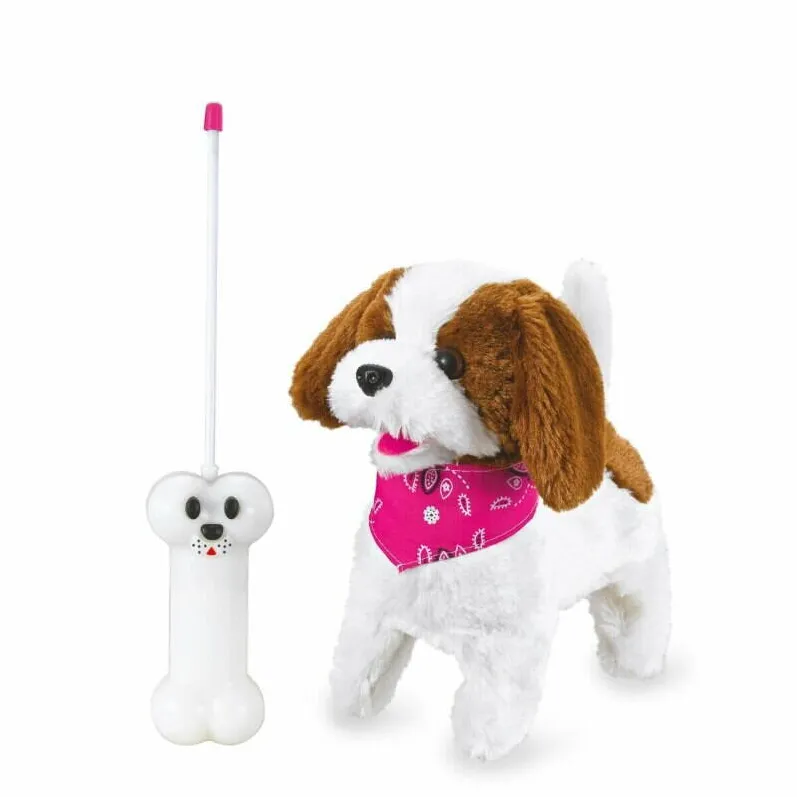 Jucarie creativa Jamara Catel cu telecomanda, Jamara, Lucky RC Furry Dog, Alb/Maro