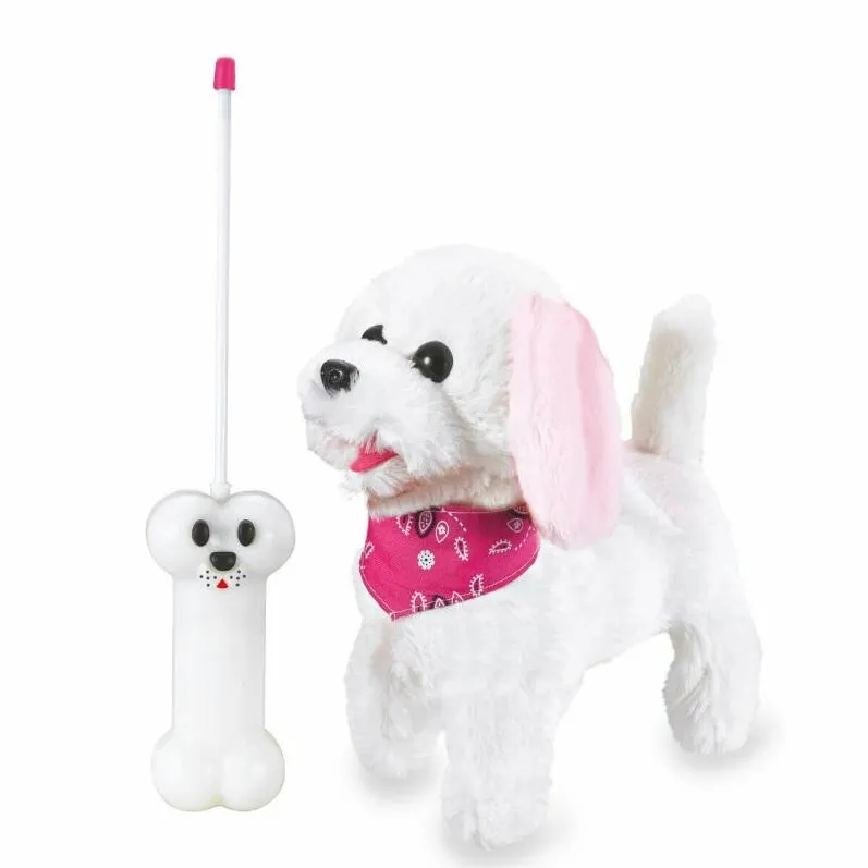 Jucarie creativa Jamara Catel cu telecomanda, Jamara, Trixi RC Furry Dog, Alb/Roz