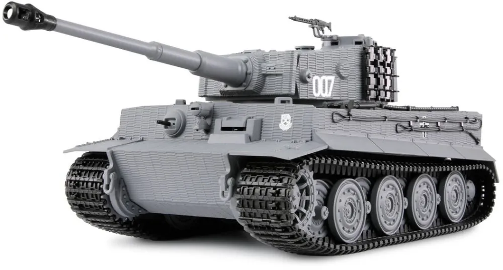Jucarie creativa AMEWI Tanc Amewi RC Tiger I MP, 1:24, cu modul de lupta IR, iluminare LED, simulare tragere, RTR, gri