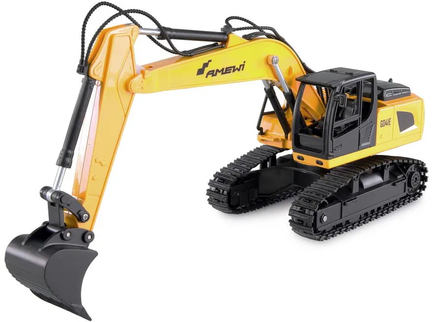 Jucarie creativa AMEWI Bagr RC G041E, 1:24, 2,4 GHz, galben, 310x105x220mm, set RTR