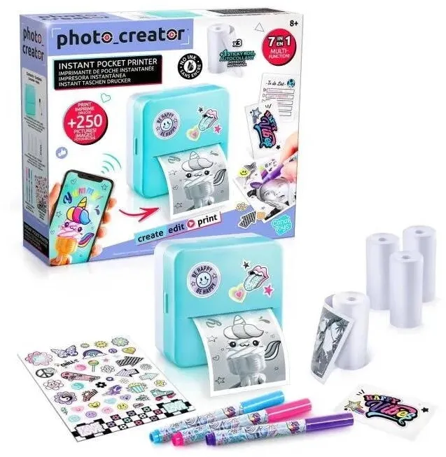 Jucarie creativa Canal Toys Imprimanta portabila copii, Canal Toys, Photo Creator Instant, termica, compacta, albastra