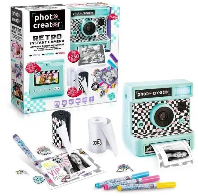 Jucarie creativa Canal Toys Camera foto instantanee, Canal Toys, 4 role hartie, set cu autocolante si marker
