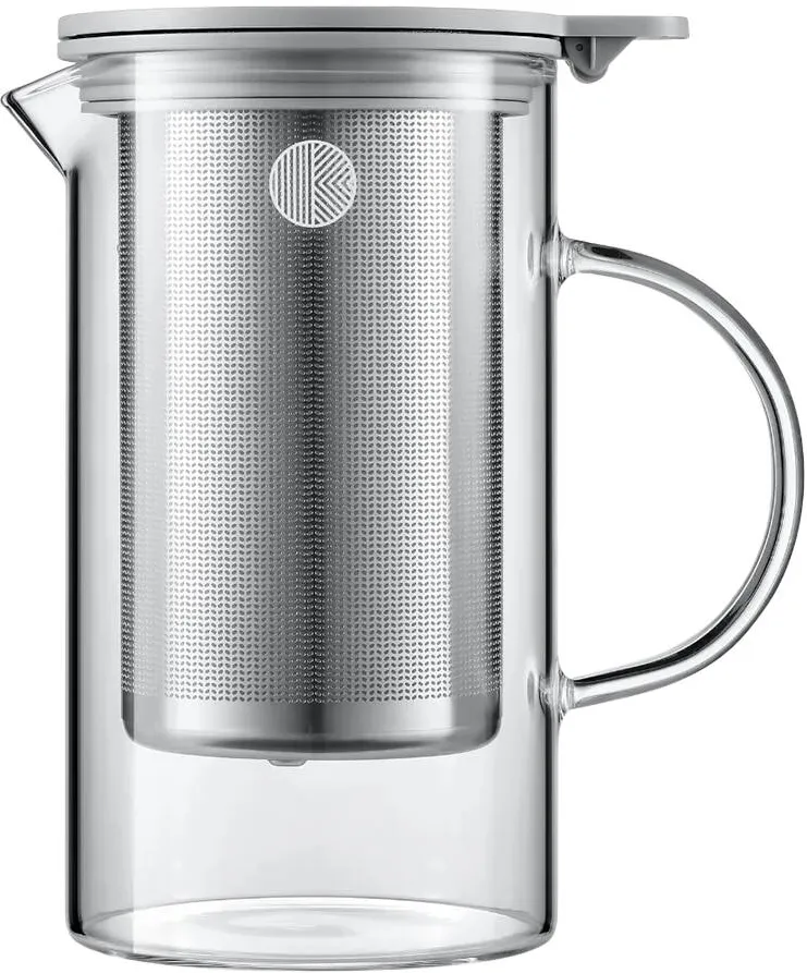 BUYDEEM Ceainic din sticla cu infuzor BUYDEEM, 800ml, design elegant, capac din silicon gri