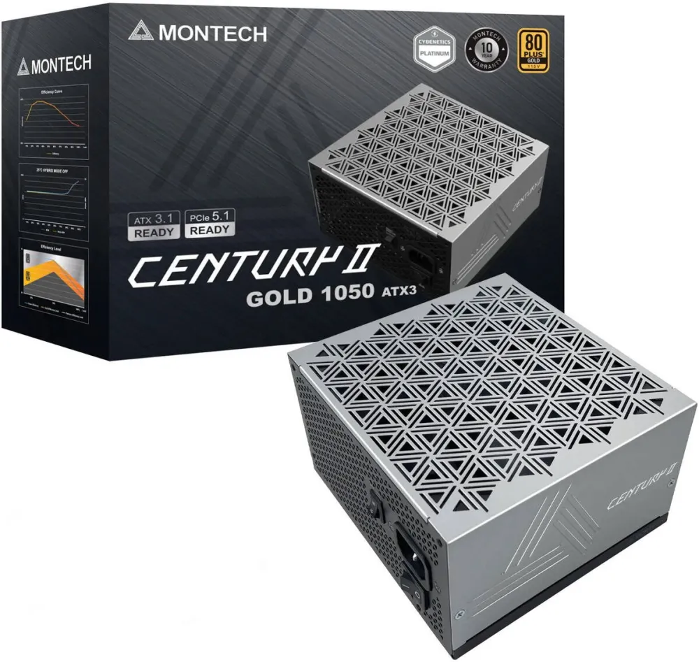 Sursa PC Montech Sursa Montech Century II 1050W, 80 Plus Gold, ATX 3.1, Full Modulara, Negru