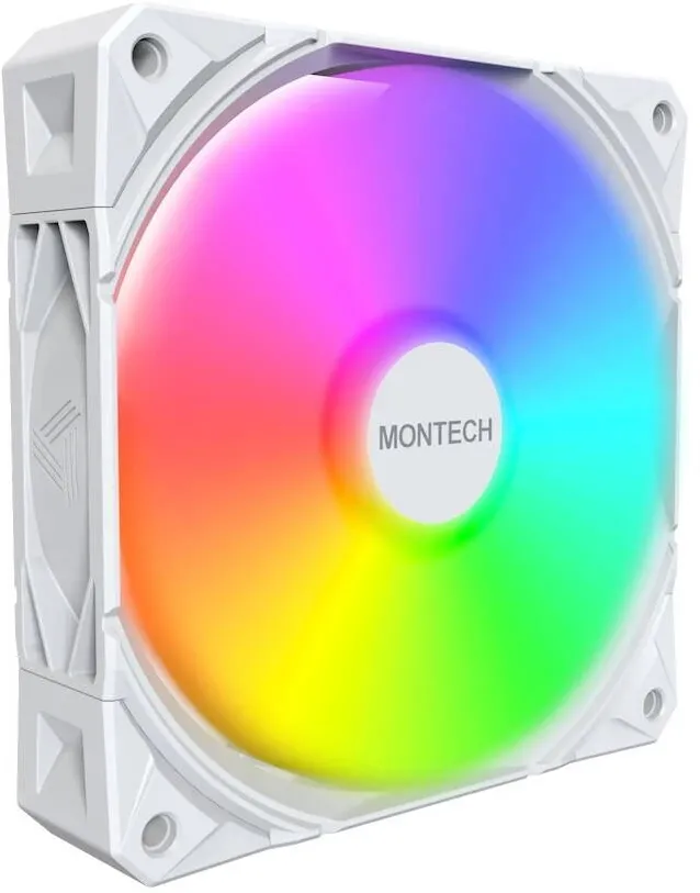 Montech Ventilator PC 120x120x28mm, Montech E28, PWM, ARGB, Alb