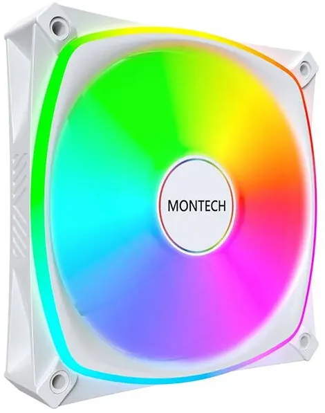 Montech Ventilator PC, flux de aer inversat, Montech RX120 PRO, Reversed, PWM, ARGB, 120mm, Alb