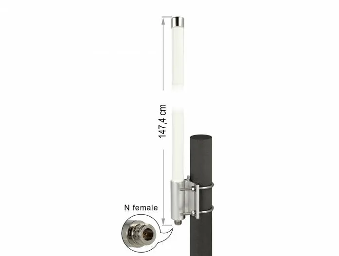 Accesoriu Retea DELOCK LoRa 868 MHz Antenna N Jack 8 dBi 147.4 cm omnidirectional fixed wall and pole mounting white outdoor