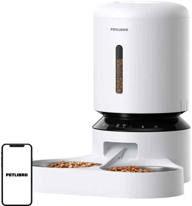 Petlibro Distribuitor de hrana Granary cu bol dublu, Wifi, 5L (alb)