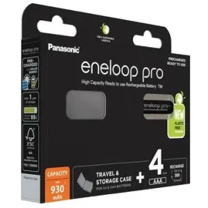 Panasonic Rechargeable batteries ENELOOP PRO AAA 930 mAh 4 szt + case (BK-4HCDE/4CP+CASE)