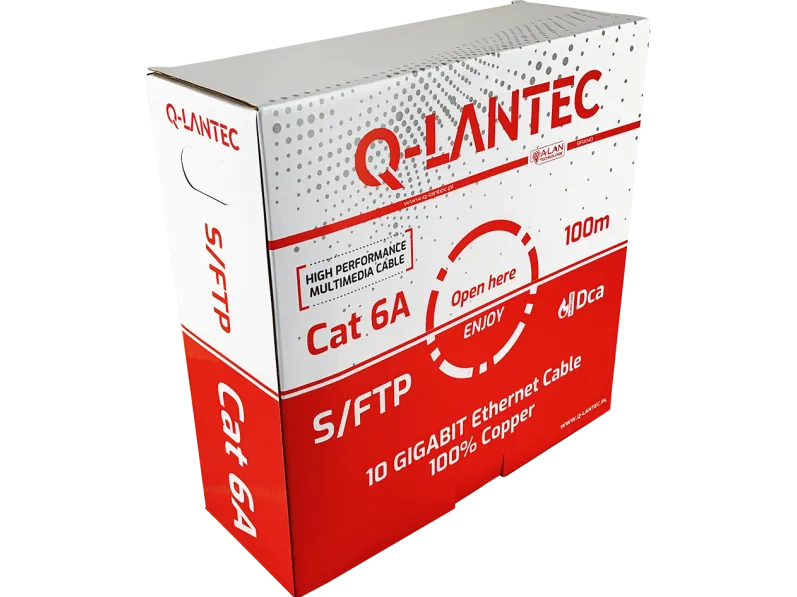 Cablu retea Q-LANTEC KIS6ALSOH100DQ S/FTP Cat6A LSOH 10 Gb/s 100 m gri