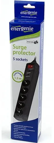 ENERGENIE EnerGenie Surge Protector SPG5-C-5/ 1.5 m/ 5 Sockets/ Black
