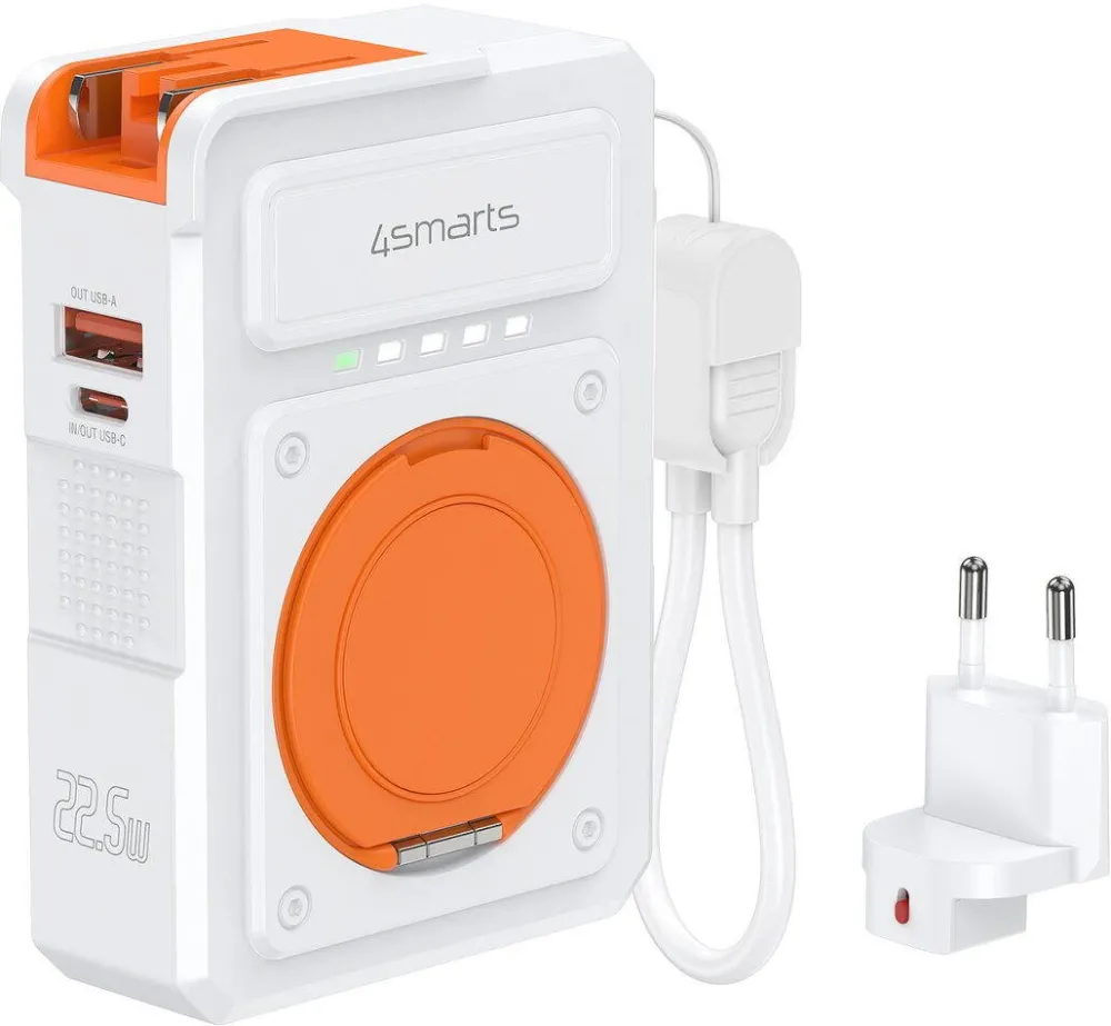 4smarts Power bank 10000 mAh, 4smarts, Litio-polimer, 22,5 W, Pomaranciu, Alb
