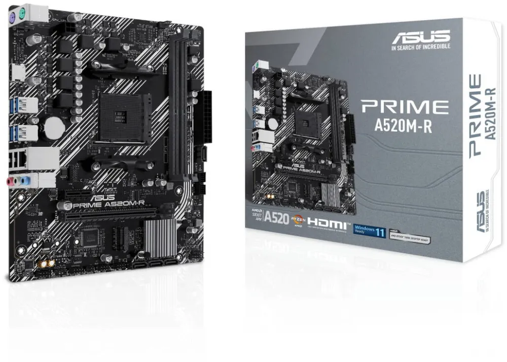 Placa de Baza Asus Placa de baza ASUS PRIME A520M-R, Socket AM4, DDR5-SDRAM, Gigabit Ethernet, micro ATX, 120x120x25mm