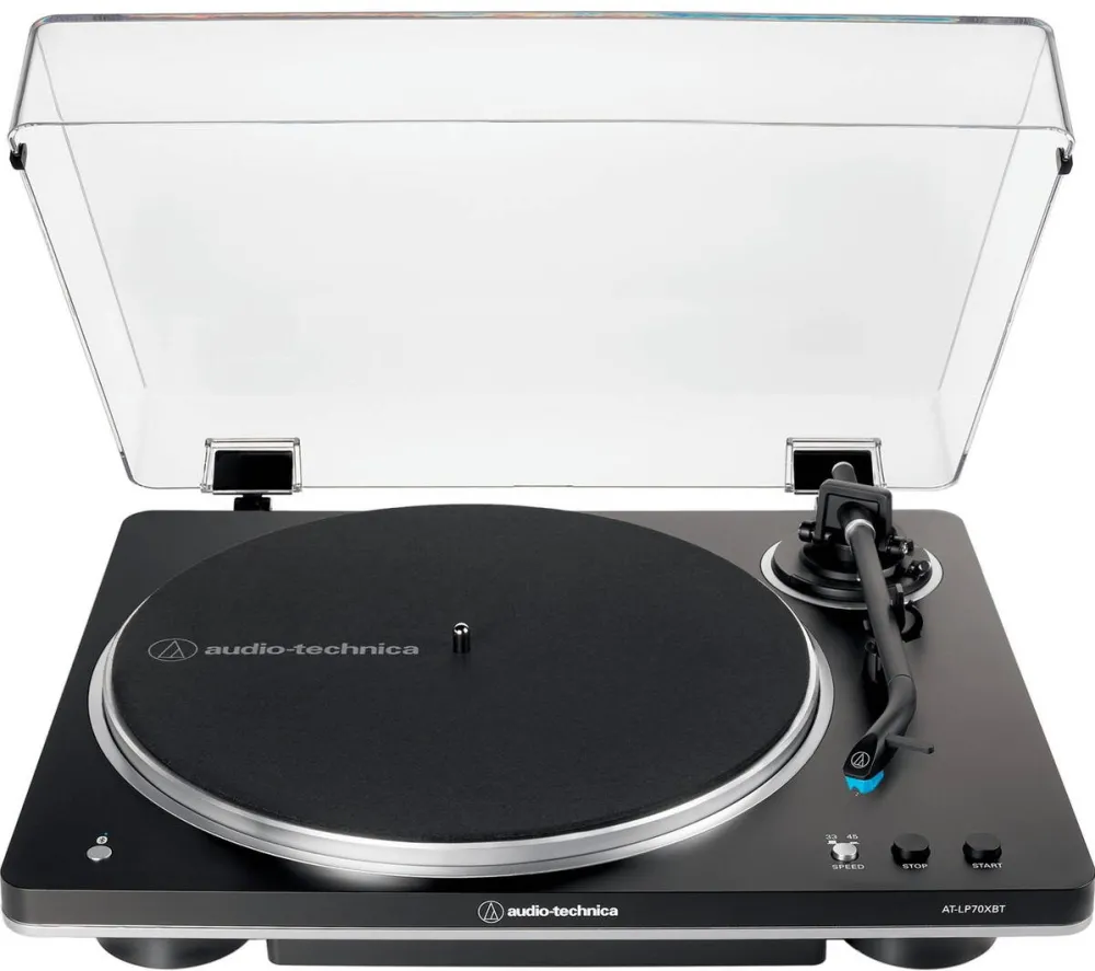 Pick-up Audio Technica Audio-Technica AT-LP70XBTBS, record player (black/silver, integrated phono preamplifier, Bluetooth, fully automatic, belt drive)