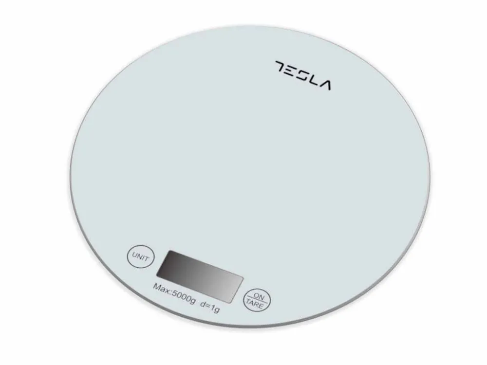 Tesla Cantar de bucatarie Tesla KS200W, 5kg, ecran LCDFunctie Tara, Sticla, Alb