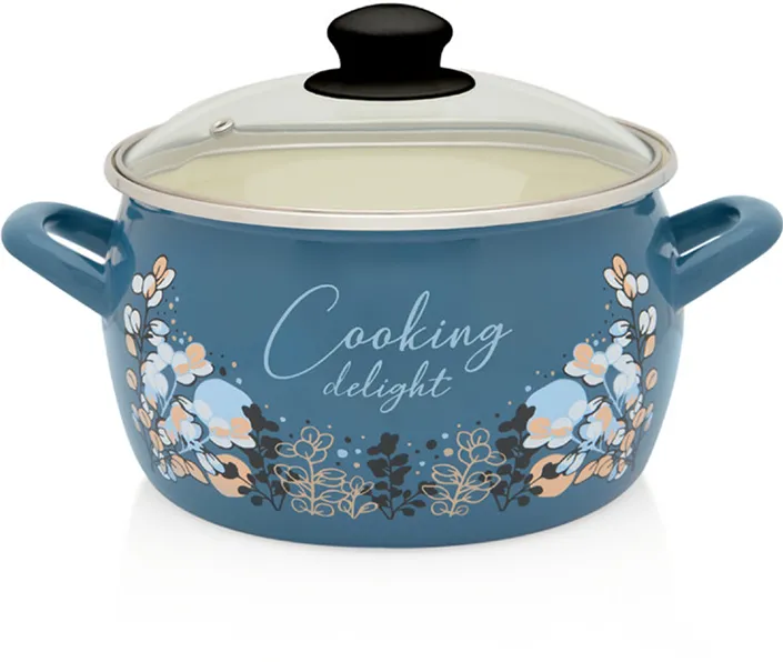 Metalac Oala 7.5l cu capac sticla Cooking Delight Metalac email/24cm/7.5l