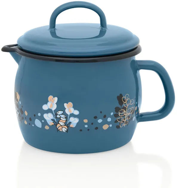 Metalac Cana 1.3l cu cioc si capac Cooking Delight Metalac email/12cm/1.3l
