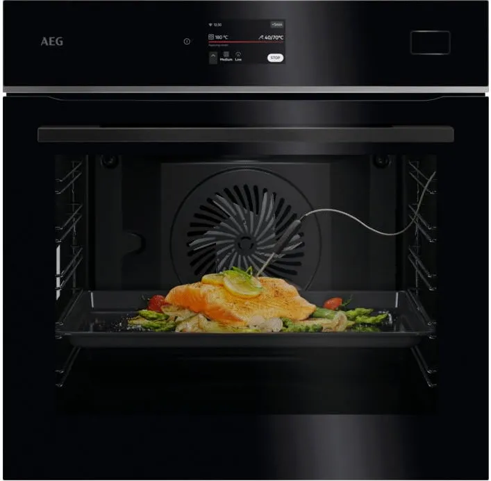 AEG Cuptor incorporabil TB8SB73ZAB, Electric, 70 l, Gatire cu abur (PS2), Conectivitate WI-FI, TFT Activ, Afisaj digital, 139 de programe predefinite, Senzor gatire, Grill, Control touch, Clasa eficienta energetica A++, Sticla neagra cu insertie metalica