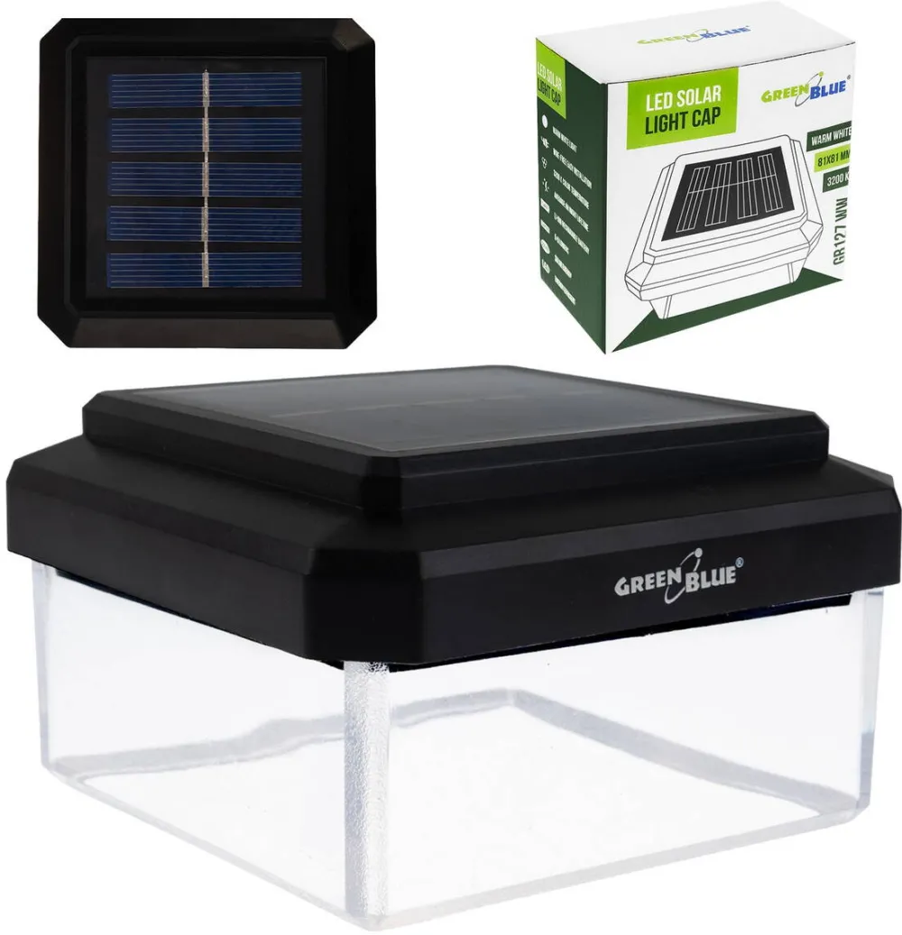 Corp Iluminat GREENBLUE Lampa solara cu LED pentru stalp GreenBlue, 100x100 mm, capota in forma de plic, 3200 K, GB128 WW