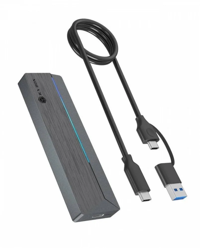 Rack IcyBox Carcasa SSD M.2 SATA/NVMe IcyBox, iluminare RGB, USB 3.2 Gen 2, 10 Gbps, 2230x2242x2260x2280
