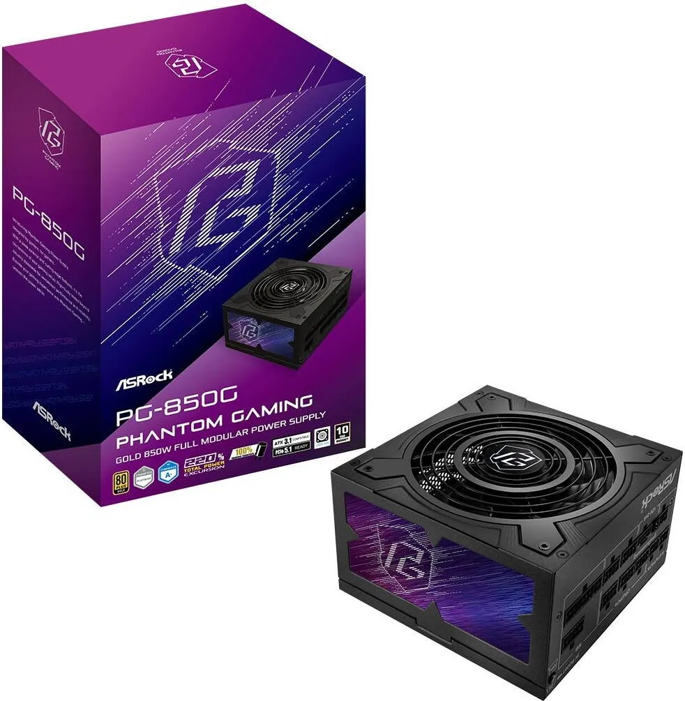 Sursa PC ASRock Sursa PC Asrock Phantom Gaming 850W, 20+4 pin ATX, activa, 80 PLUS Gold, neagra, 150x150x86mm