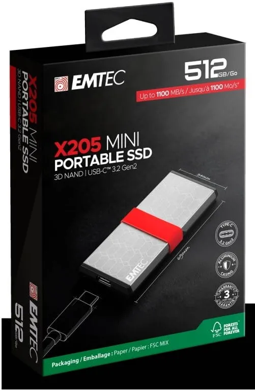 SSD Extern Emtec extern EMTEC X205 512GB, portabil, 3.2Gen2