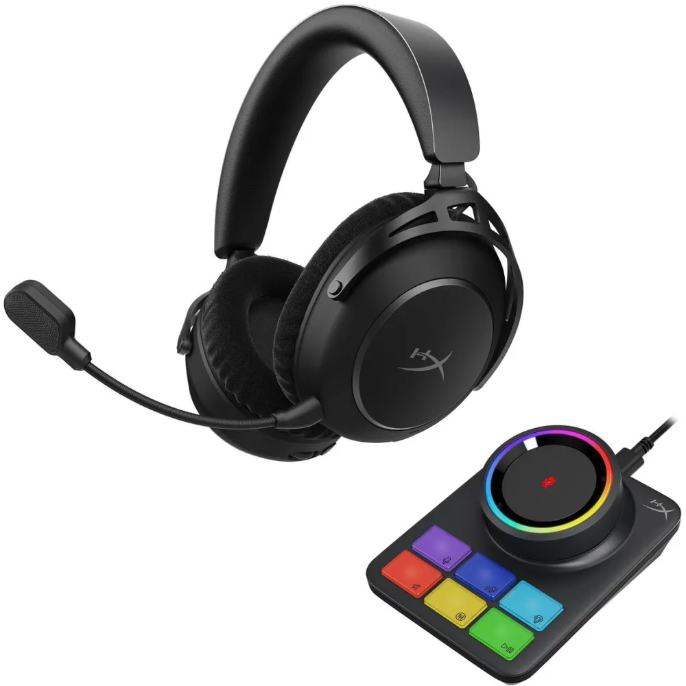 Casti Over-Head HyperX Casti gaming wireless HyperX Cloud Alpha 2, difuzoare dual‑chamber de 53 mm, autonomie max 250 de ore, statie de baza RGB, conexiune simultana 2.4GHz & Bluetooth, multiplatforma, software NGENUITY, negru