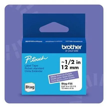Banda etichete Brother Benzi etichete Brother BTAG-F35, alb pe mov, 12mm, 4m
