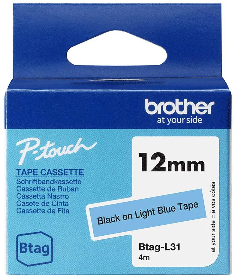 Banda etichete Brother Banda etichete Brother BTAG-L31, 12mm, negru pe albastru deschis, 4m