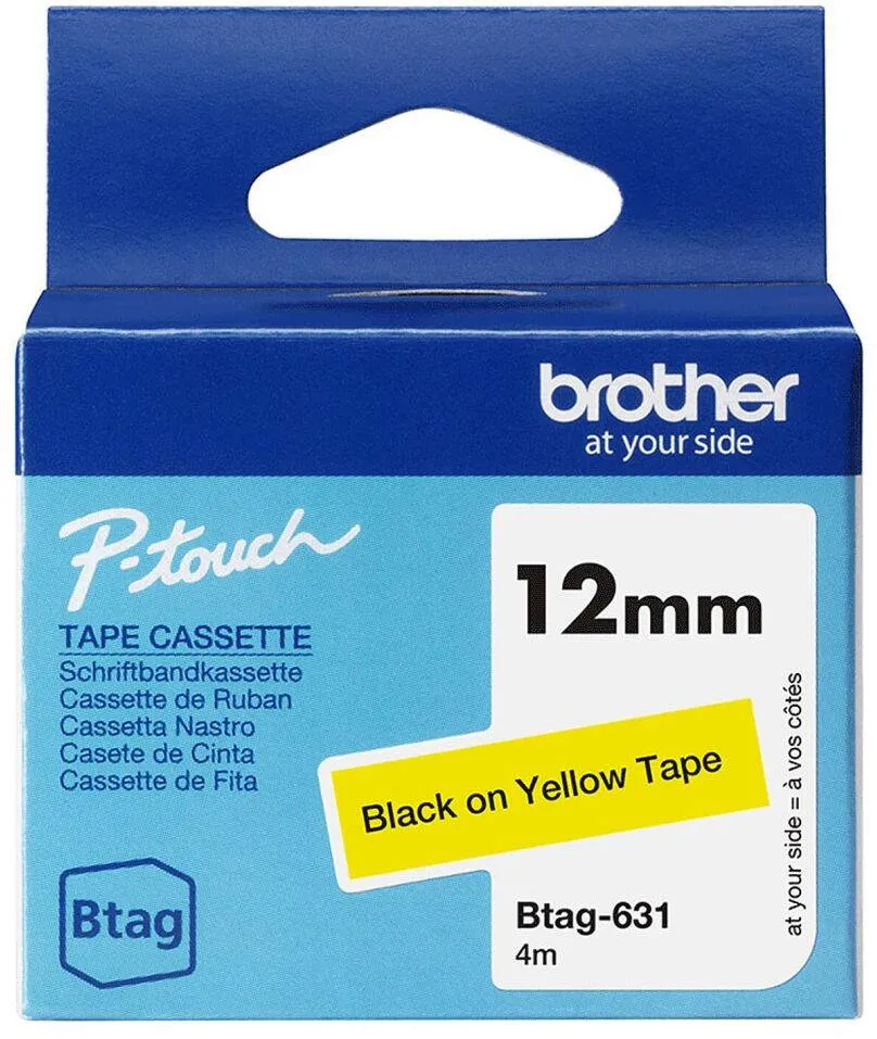 Banda etichete Brother Benzi etichete Brother BTAG-631, 12mm, negru pe galben, 4m