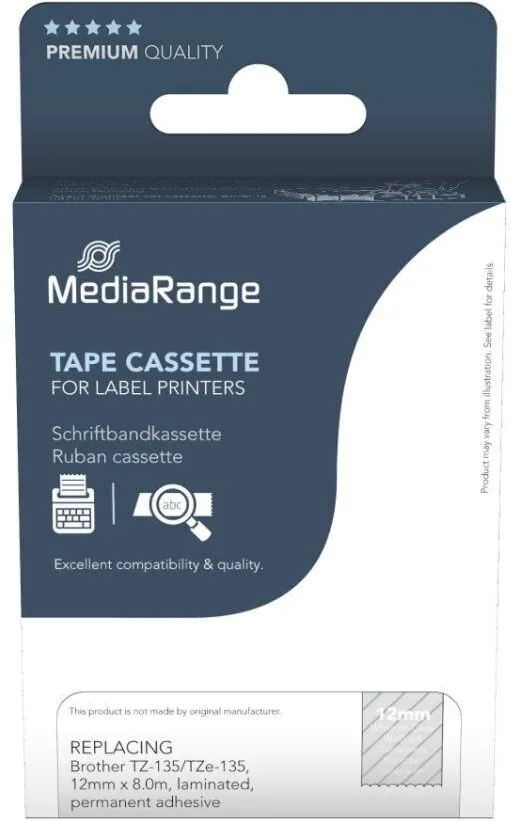 Banda etichete MediaRange Banda etichete MediaRange 12mm 8m alb pe transparent