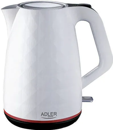 Adler Fierbator Electric AD 1277, 1.7L, 2200W, Filtru Anticalcar si Baza Pivotanta, Alb