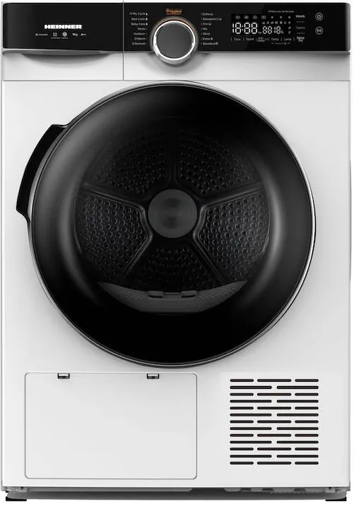 HEINNER Uscator de rufe HHPD-M9K3A+++, Pompa de caldura, 9 kg, Clasa C, Inverter, Iluminare LED, Alb